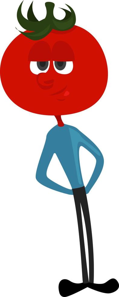 hombre con cabeza de tomate, ilustración, vector sobre fondo blanco