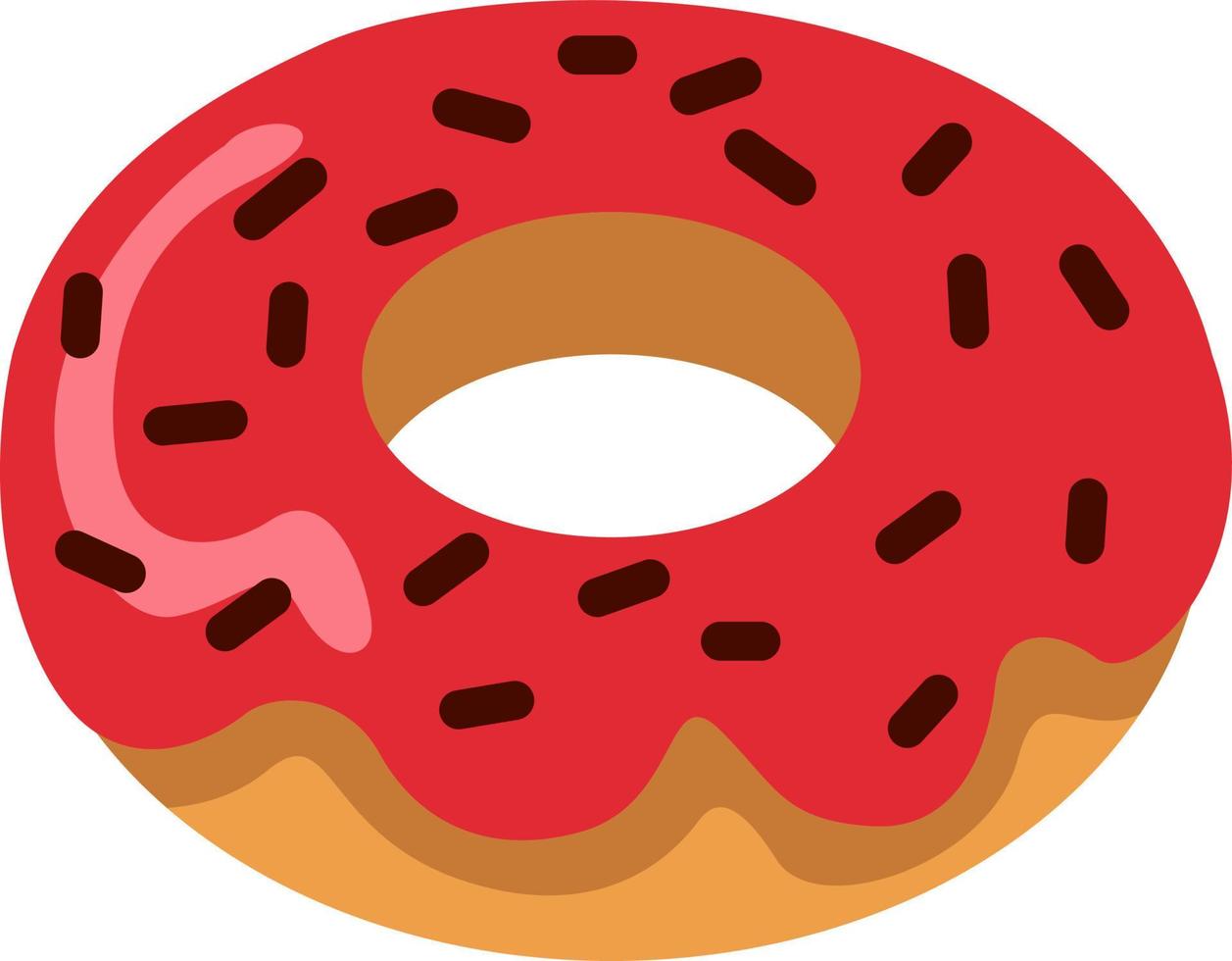 Donut with strawberry glaze, illustration, vector on a white background