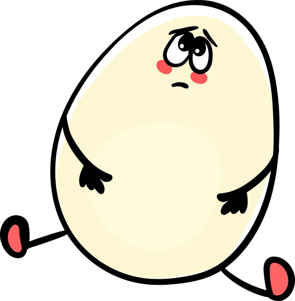 Sad chicken egg, illustration, vector on white background.