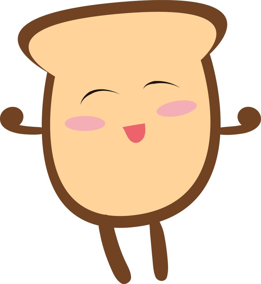 Cute jumping bread, illustration, vector on white background.