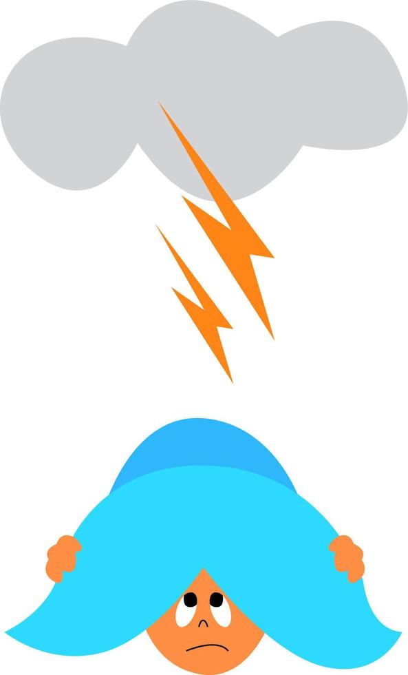 A heavy thunderstorm, vector or color illustration.
