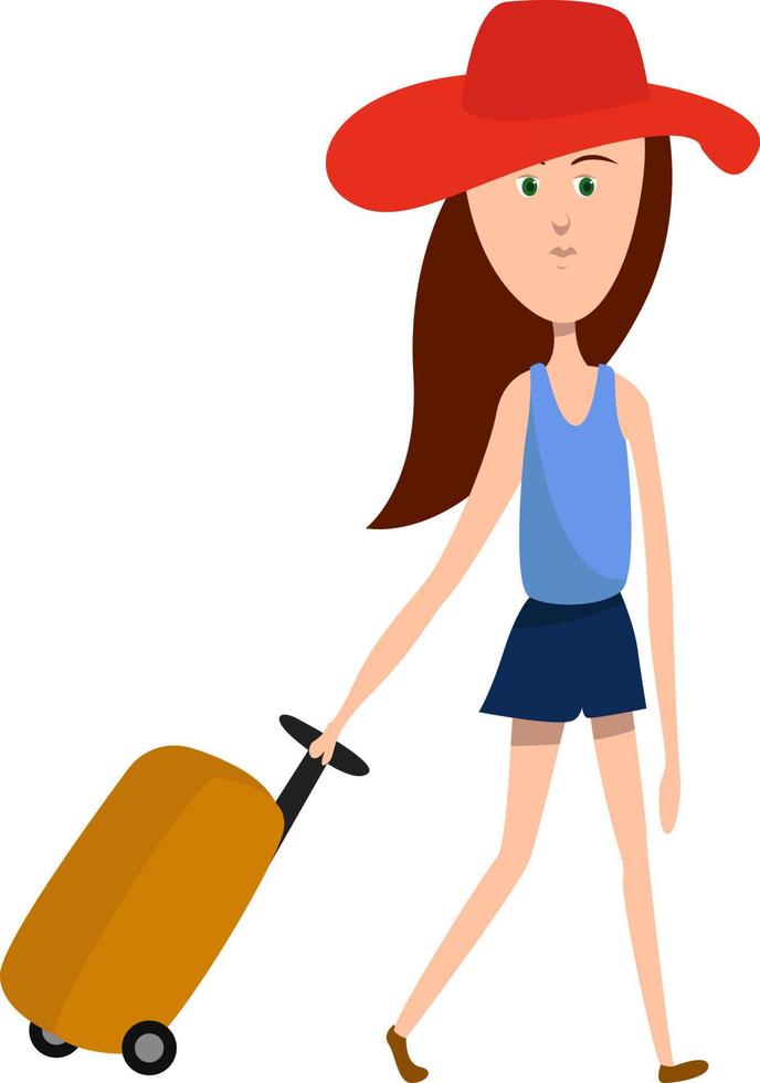 Woman going on vacation, illustration, vector on white background