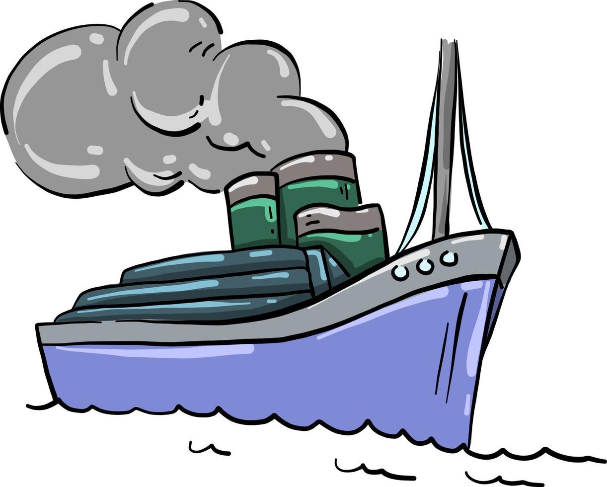 Big blue ship , illustration, vector on white background