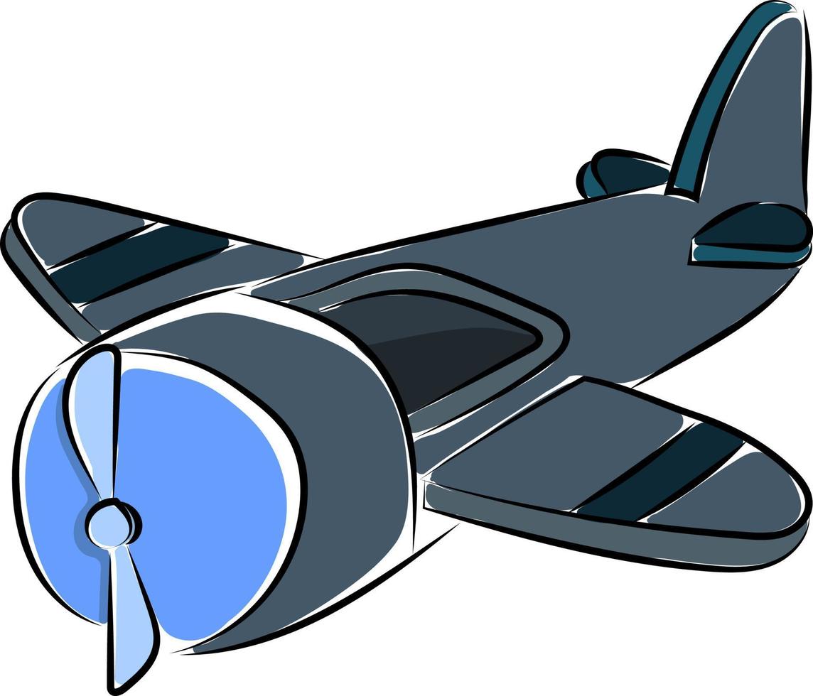 Gray airplane, illustration, vector on white background.