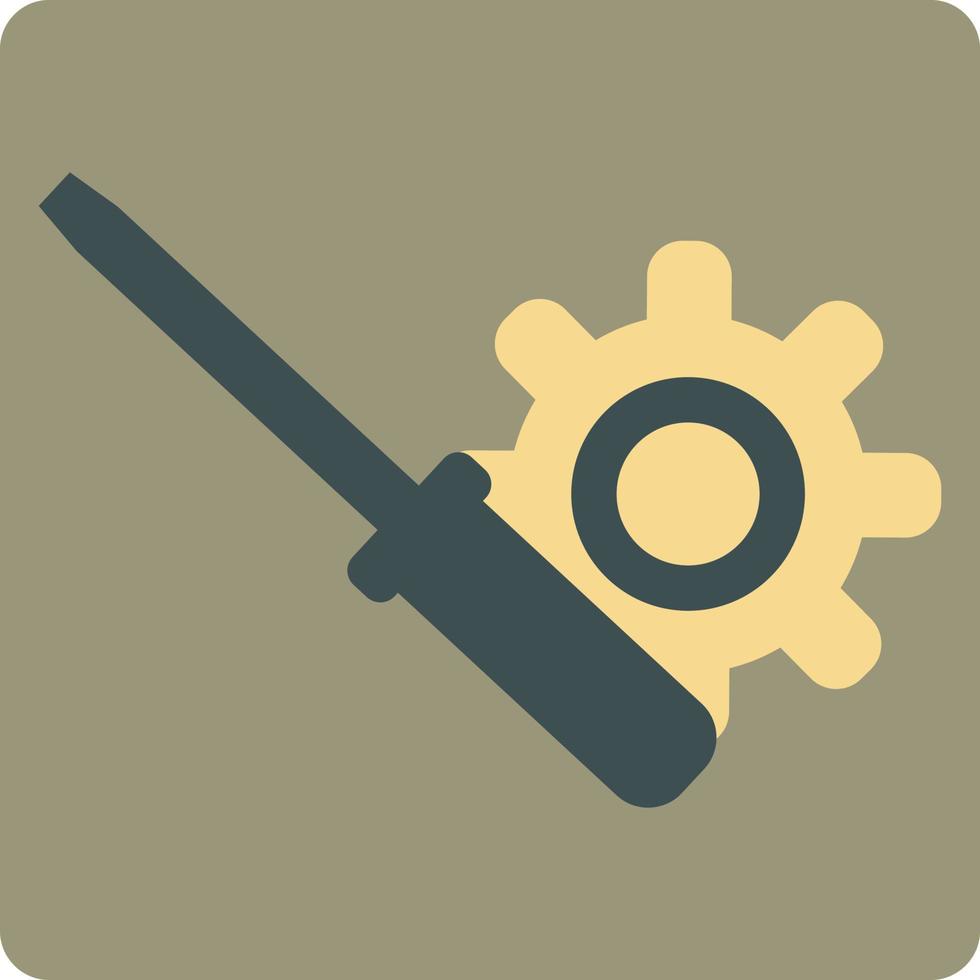 Screwdriver with gear, illustration, vector, on a white background. vector