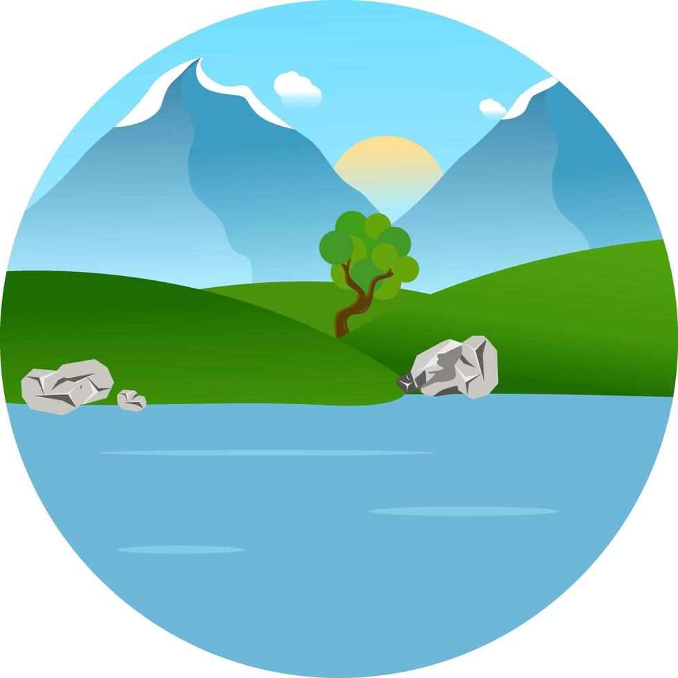 River view ,illustration, vector on white background.