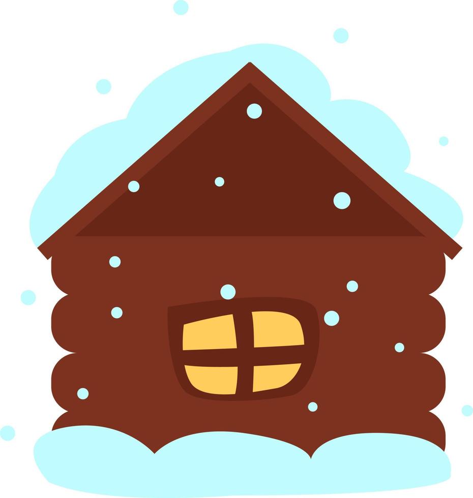 Winter house, illustration, vector on white background.