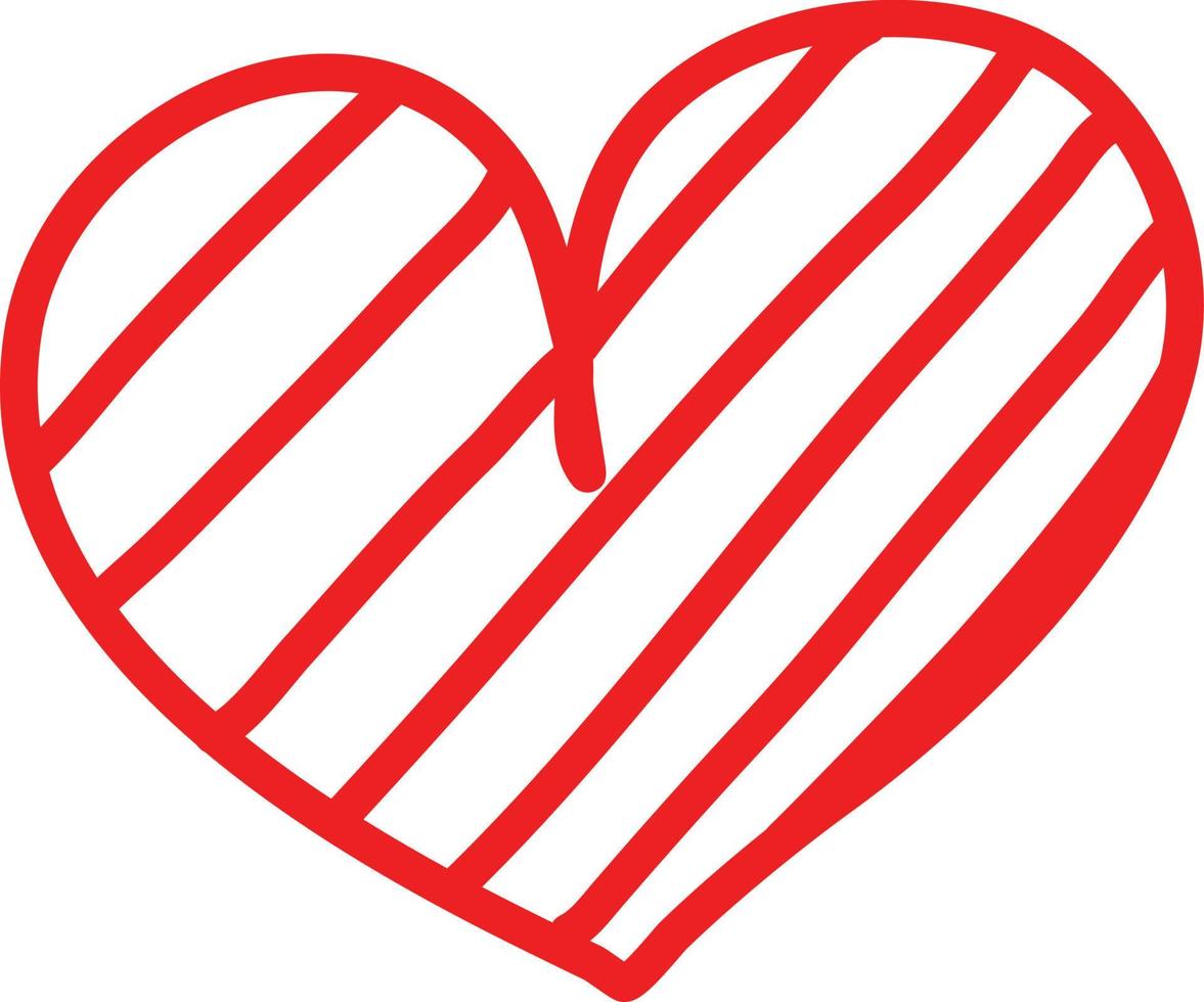 corazón rojo con rayas, ilustración, vector sobre un fondo blanco