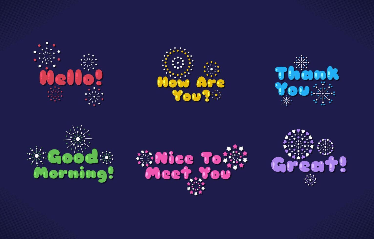 Simple Fireworks Greeting Stickers vector