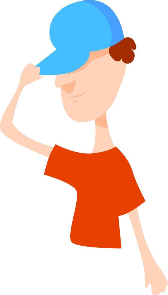 Boy with blue hat, illustration, vector on white background.