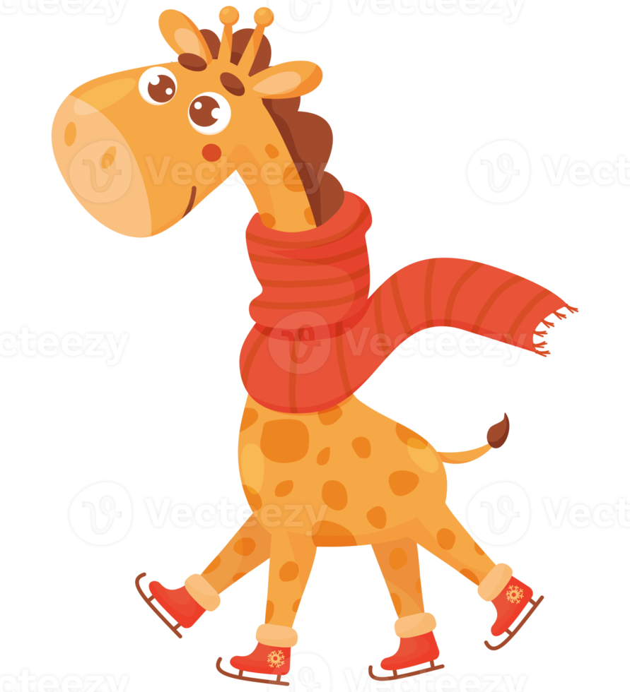 süße Giraffe läuft Schlittschuh png