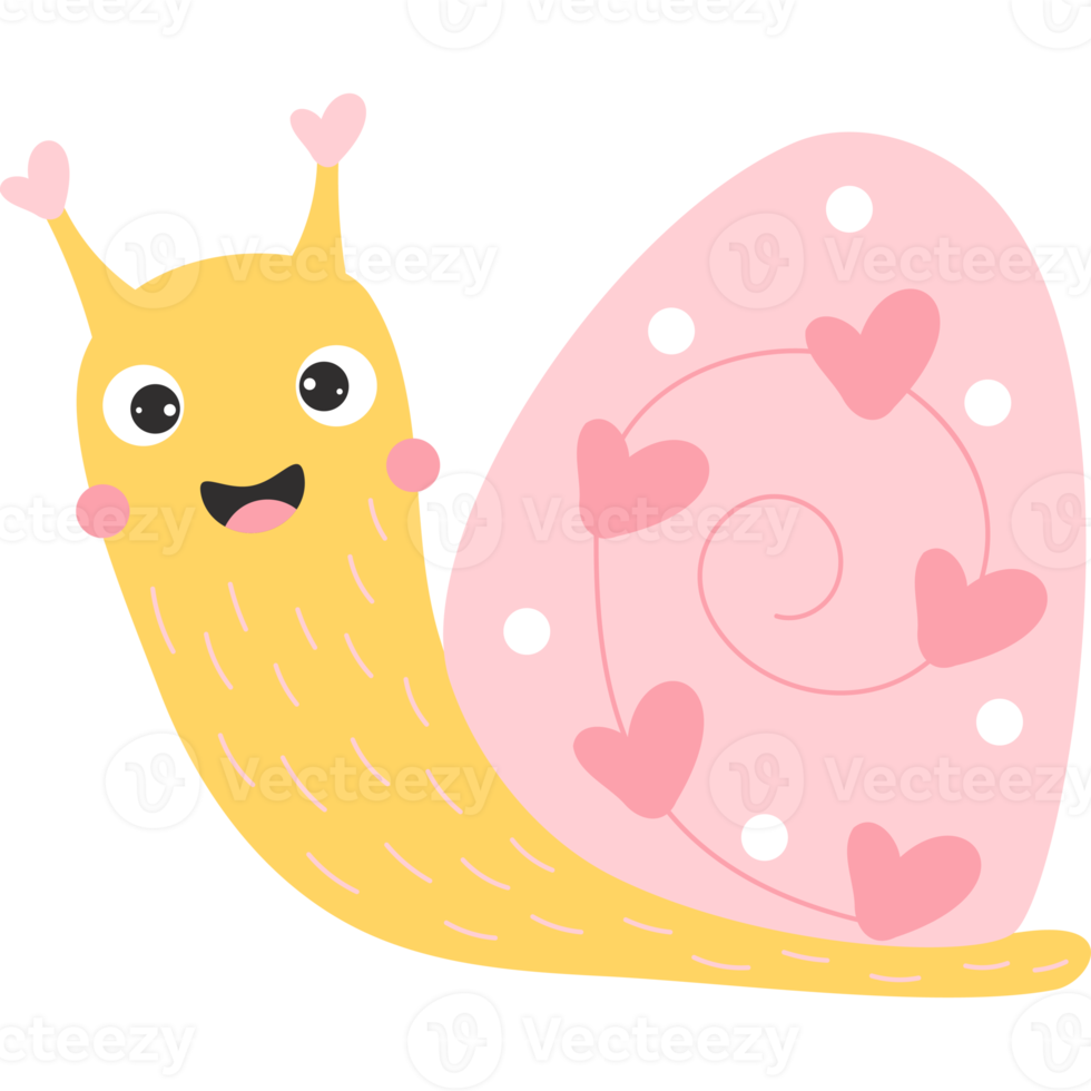 Cute snail with hearts png