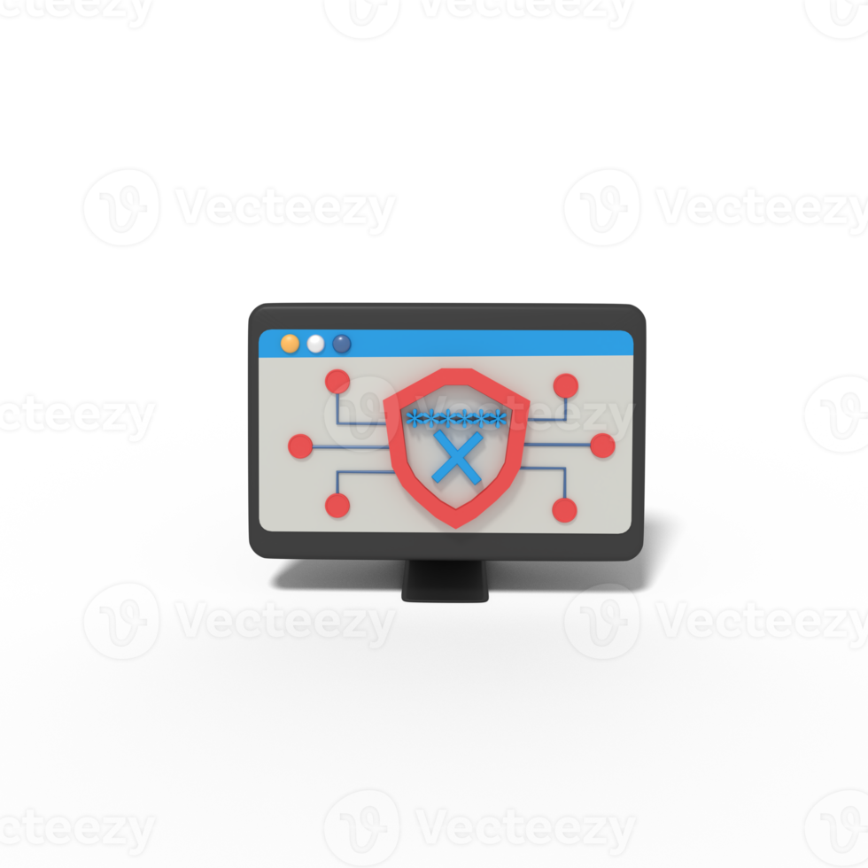 3d illustration of password security shield is wrong png