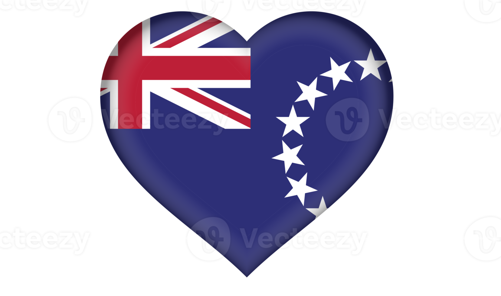 ícone de bandeira das ilhas cook na forma de um coração png