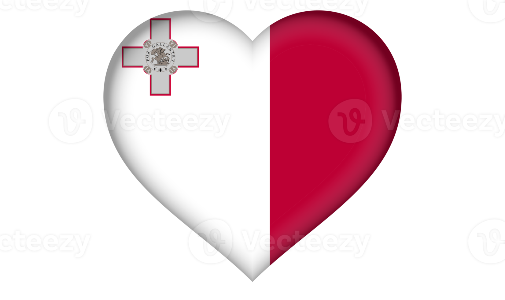 Malta flag icon in the form of a heart png