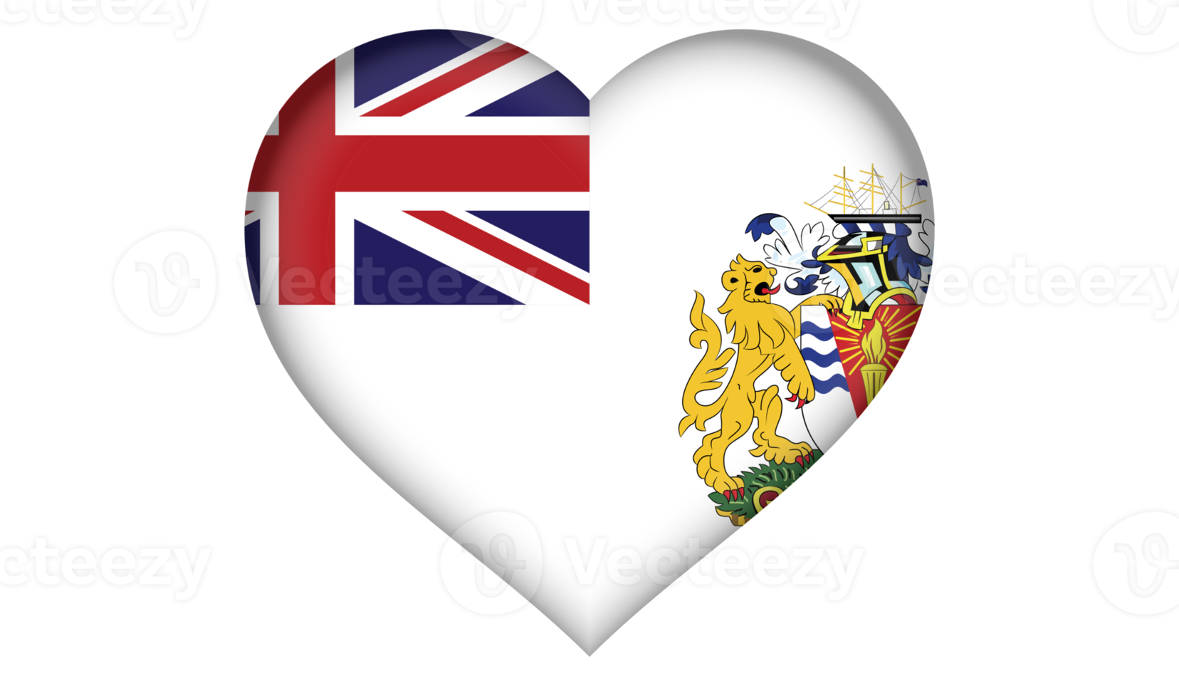 british antarctic territory flag icon in the form of a heart png