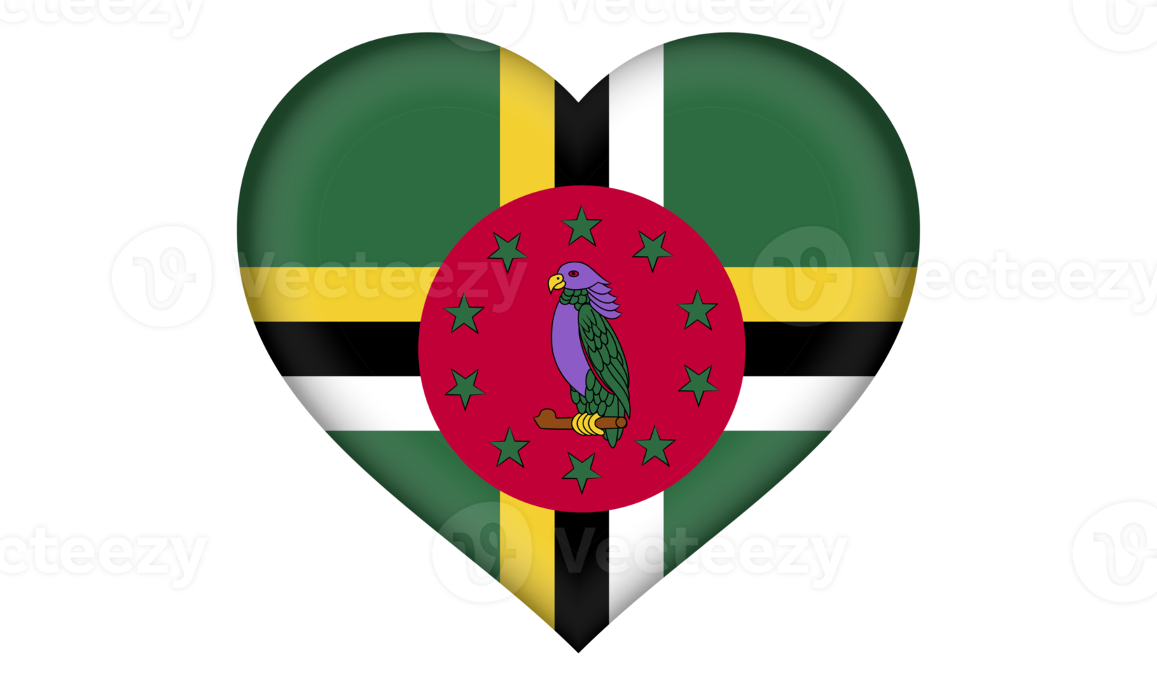 Dominica flag icon in the form of a heart png