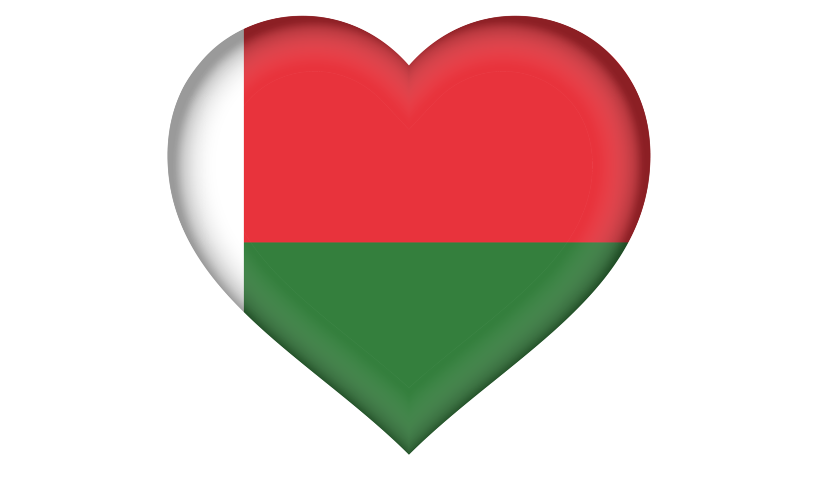 Madagascar flag icon in the form of a heart png