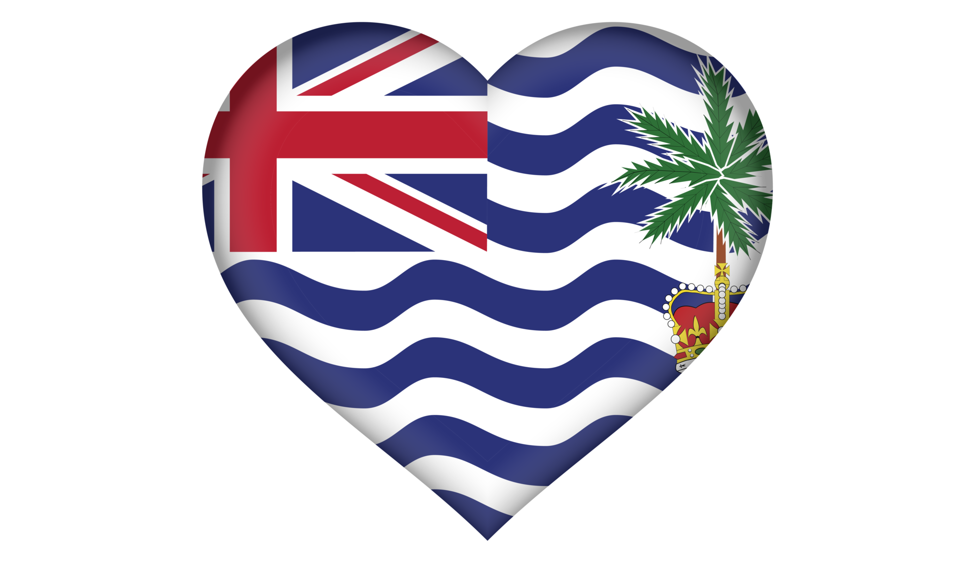 Free british indian ocean territory flag icon in the form of a heart