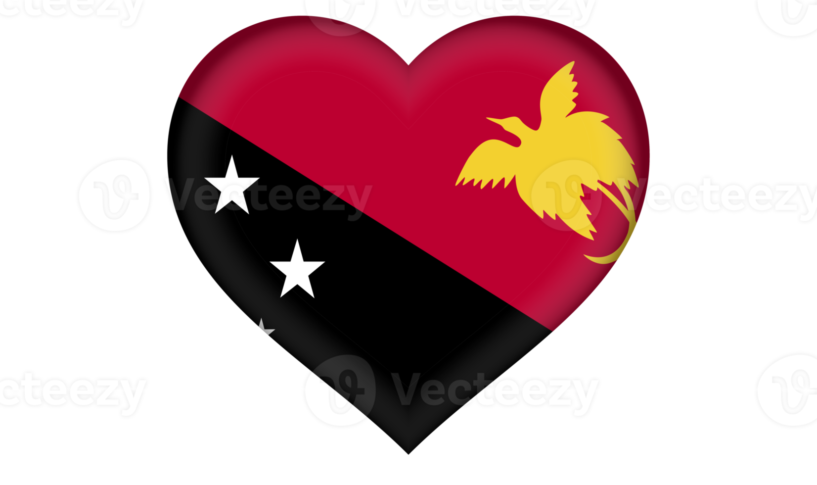 Papua New Guinea flag icon in the form of a heart png
