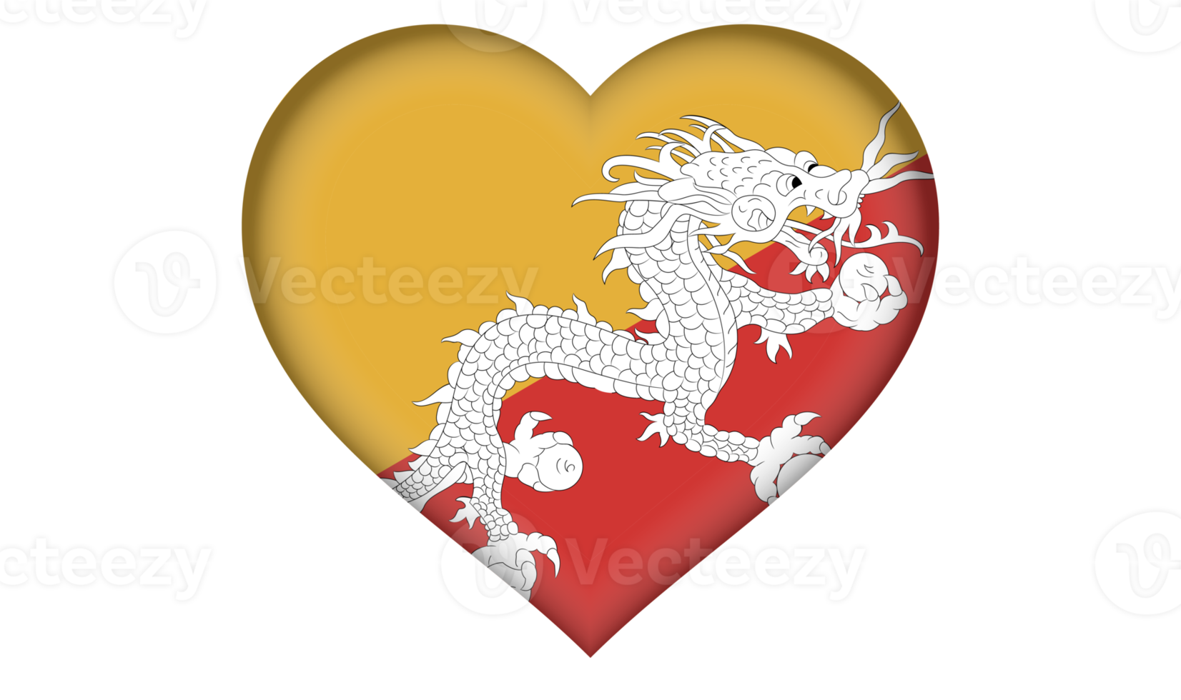 Bhutan flag icon in the form of a heart png