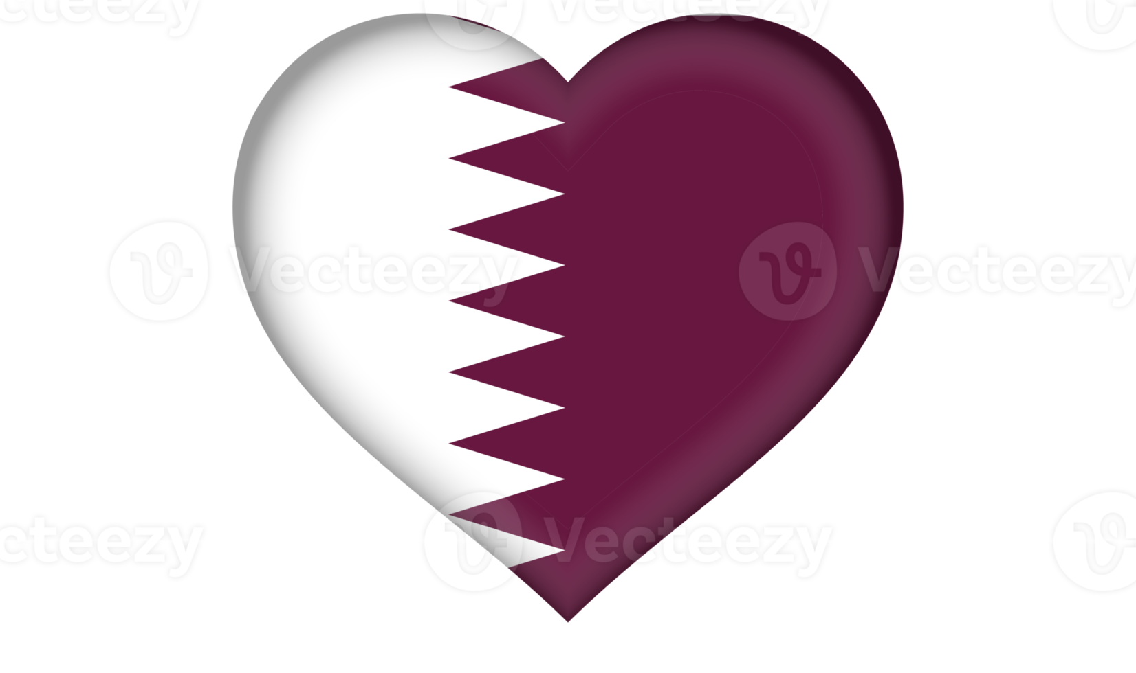 Qatar flag icon in the form of a heart png