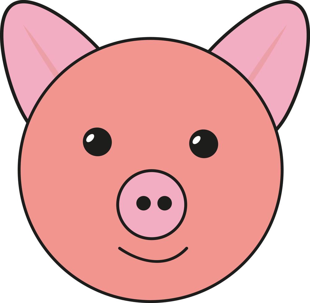 Pink pig, illustration, vector on a white background.