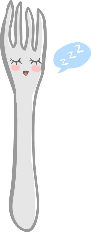 Sleeping fork, illustration, vector on white background.