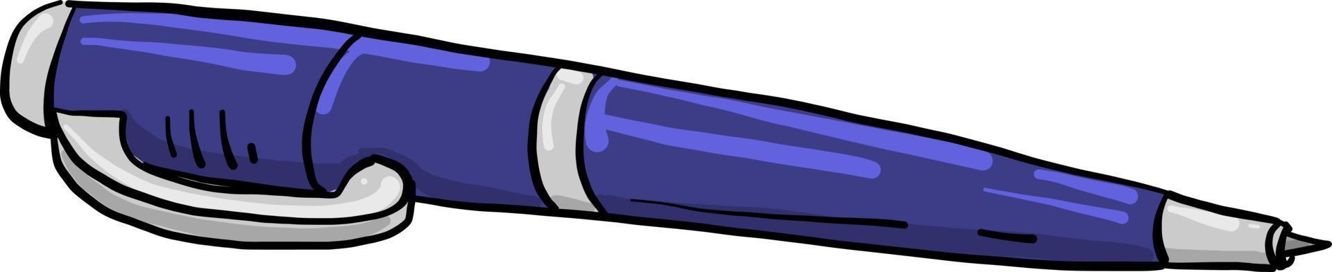 Blue pen , illustration, vector on white background