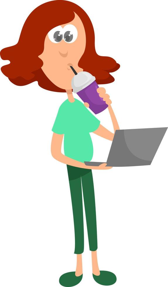 Very busy girl, illustration, vector on white background.