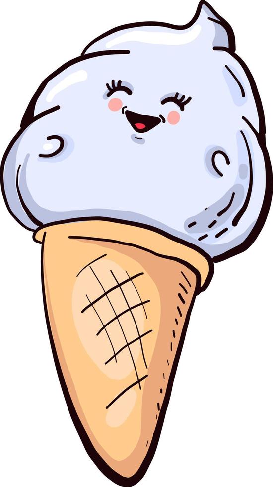 pequeño helado feliz, ilustración, vector sobre fondo blanco