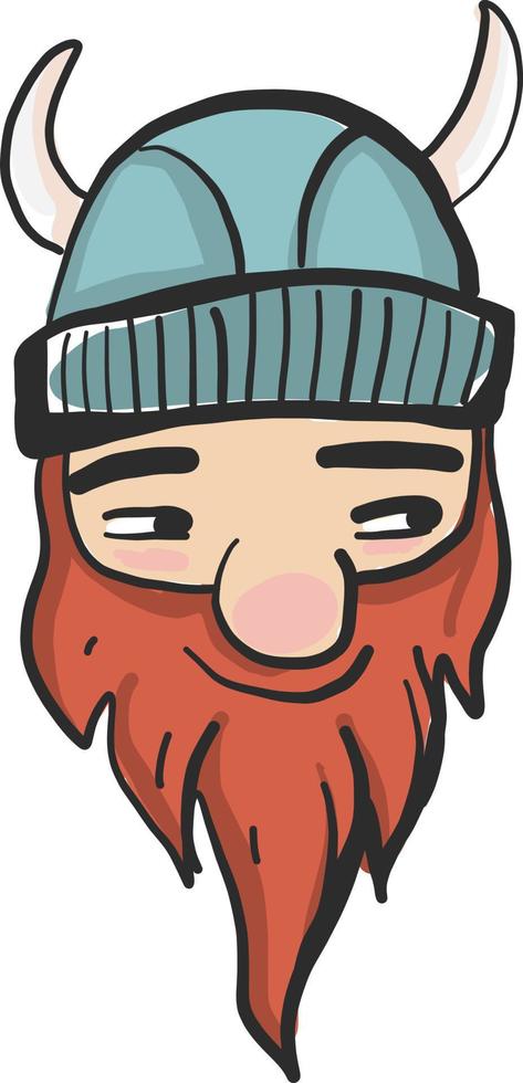 Viking with beard, illustration, vector on white background