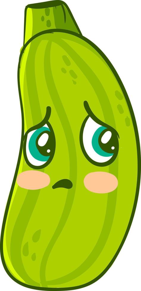 Sad zucchini, illustration, vector on white background