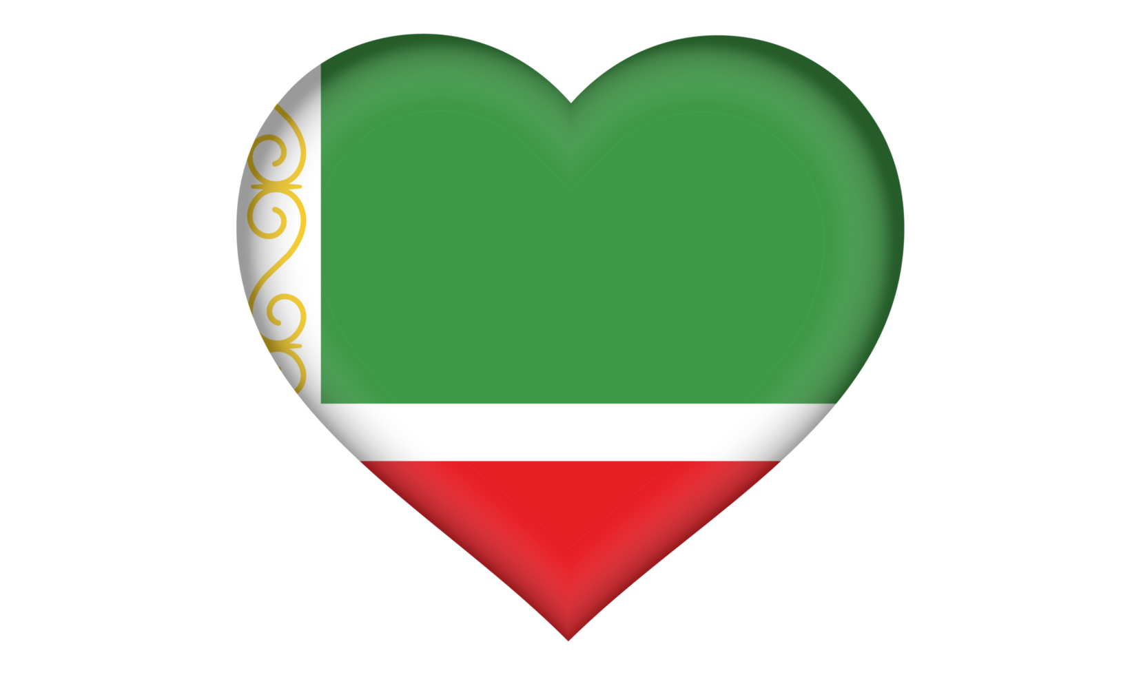 chechen republic flag icon in the form of a heart png
