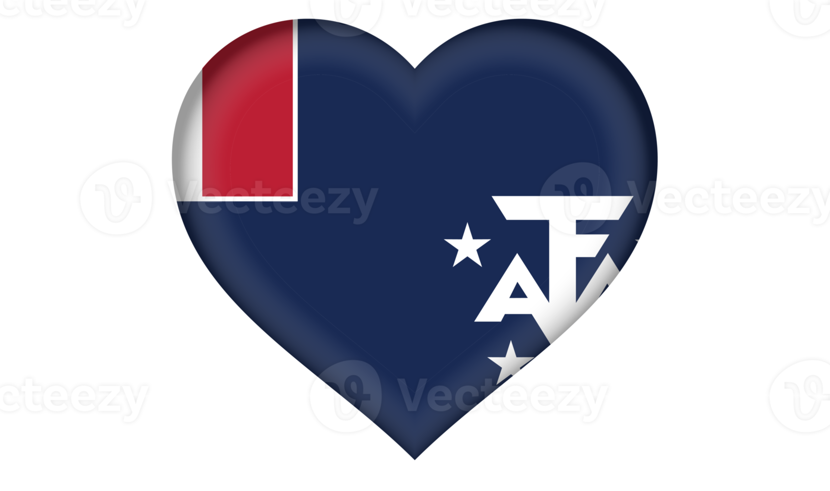 french southern and antarctic lands flag icon in the form of a heart png