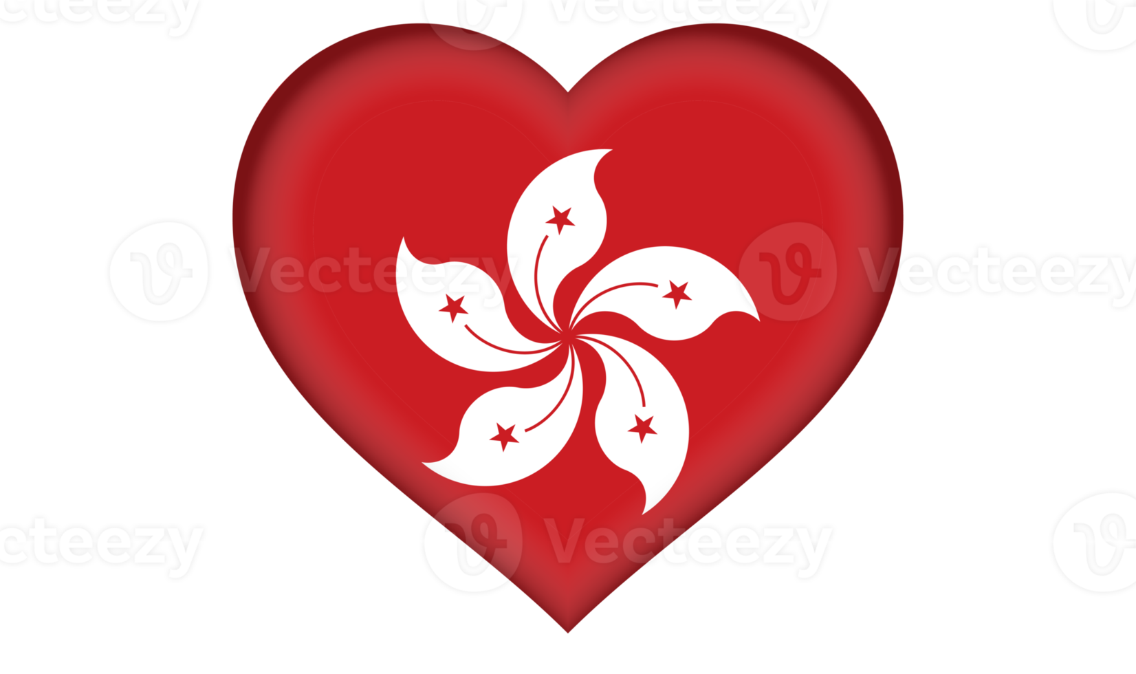 ícone de bandeira de hong kong na forma de um coração png