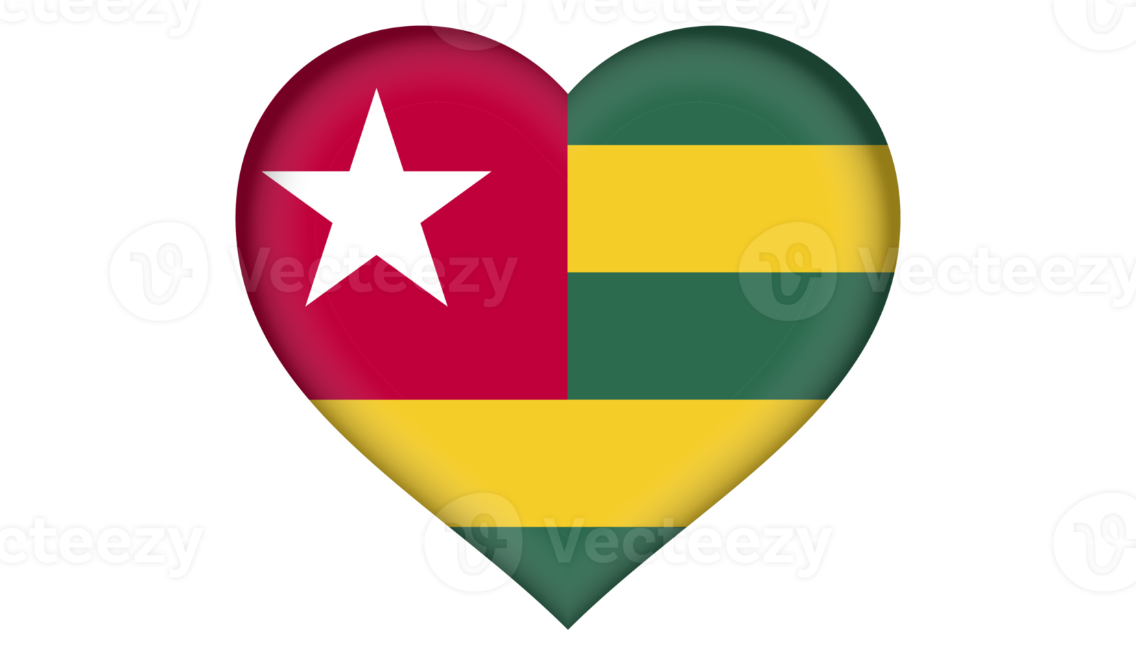 Togo flag icon in the form of a heart png