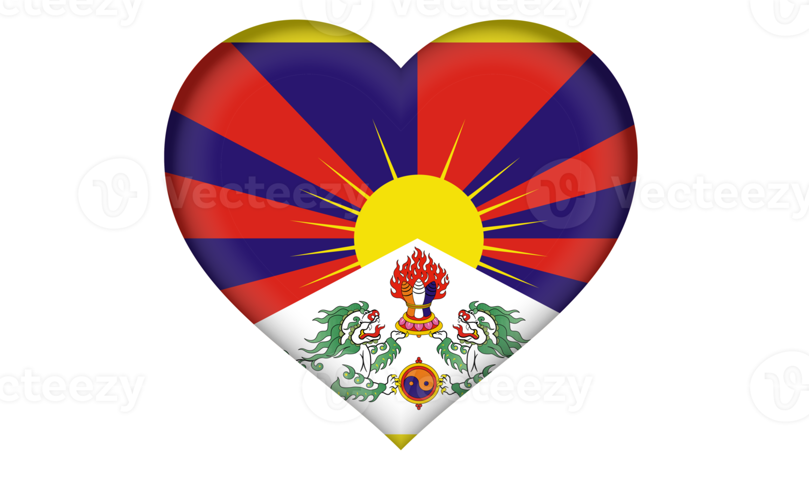 tibet flag icon in the form of a heart png