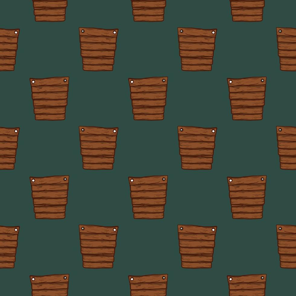 Wooden pot,seamless pattern on dark grey background. vector