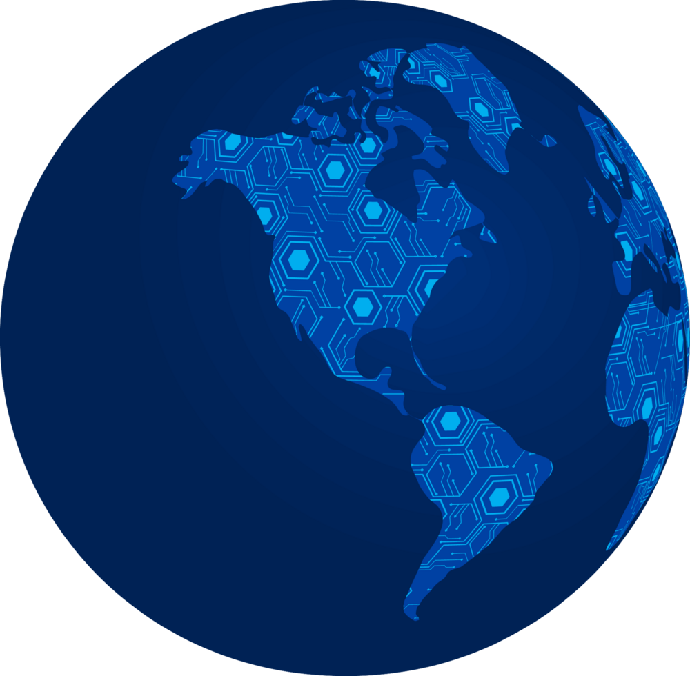 carte du monde de la technologie bleue globe découpé png