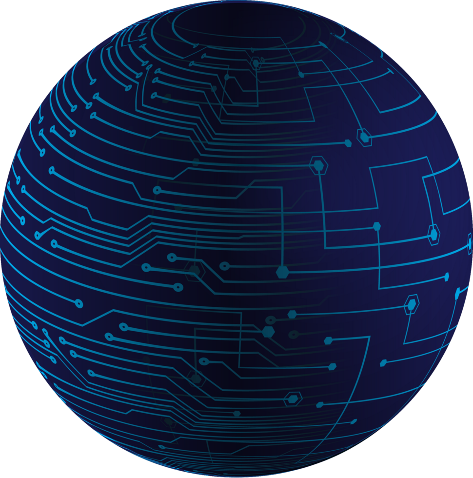 Blue Globe with Technology Elements png