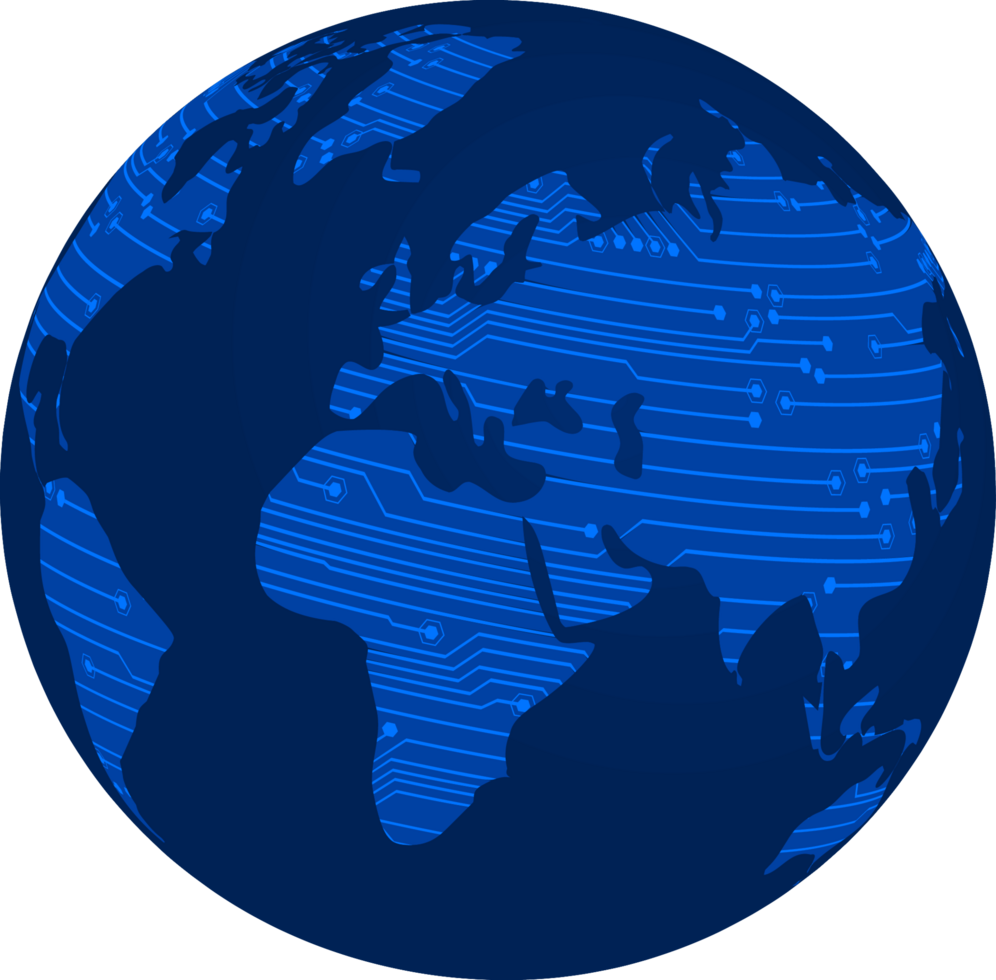 carte du monde de la technologie bleue globe découpé png