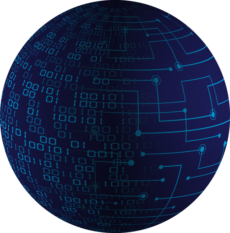 Blue Globe with Technology Elements png