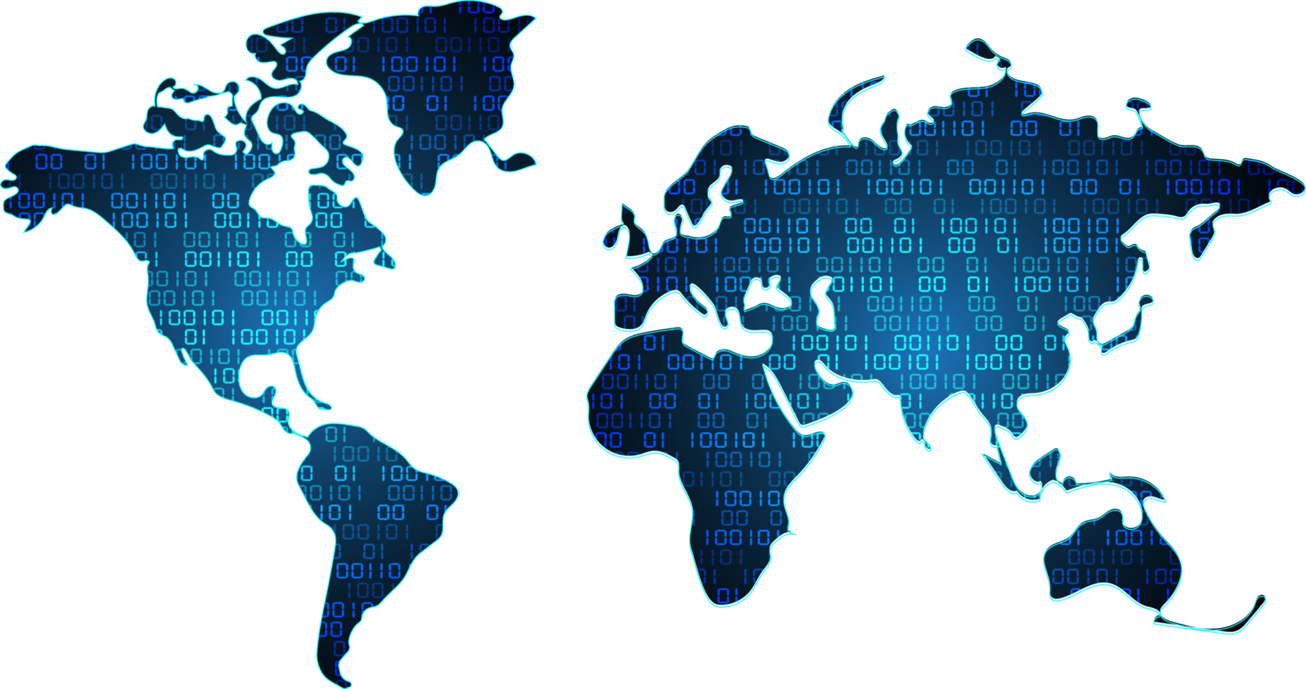 Blue technology world map cutout png