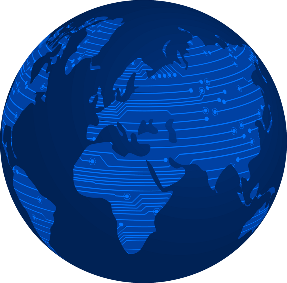 blauw technologie wereld kaart wereldbol besnoeiing uit png
