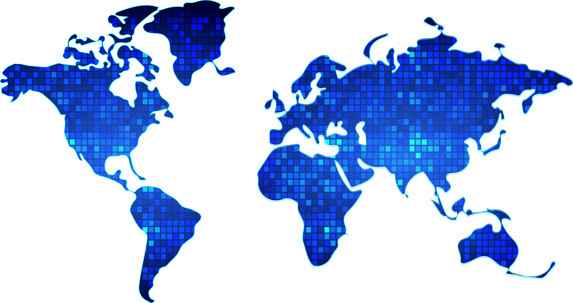 Blue technology world map cutout png