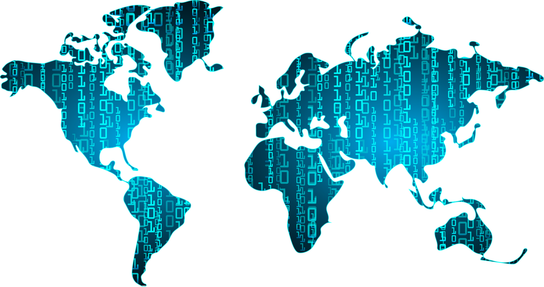 Blue technology world map cutout png