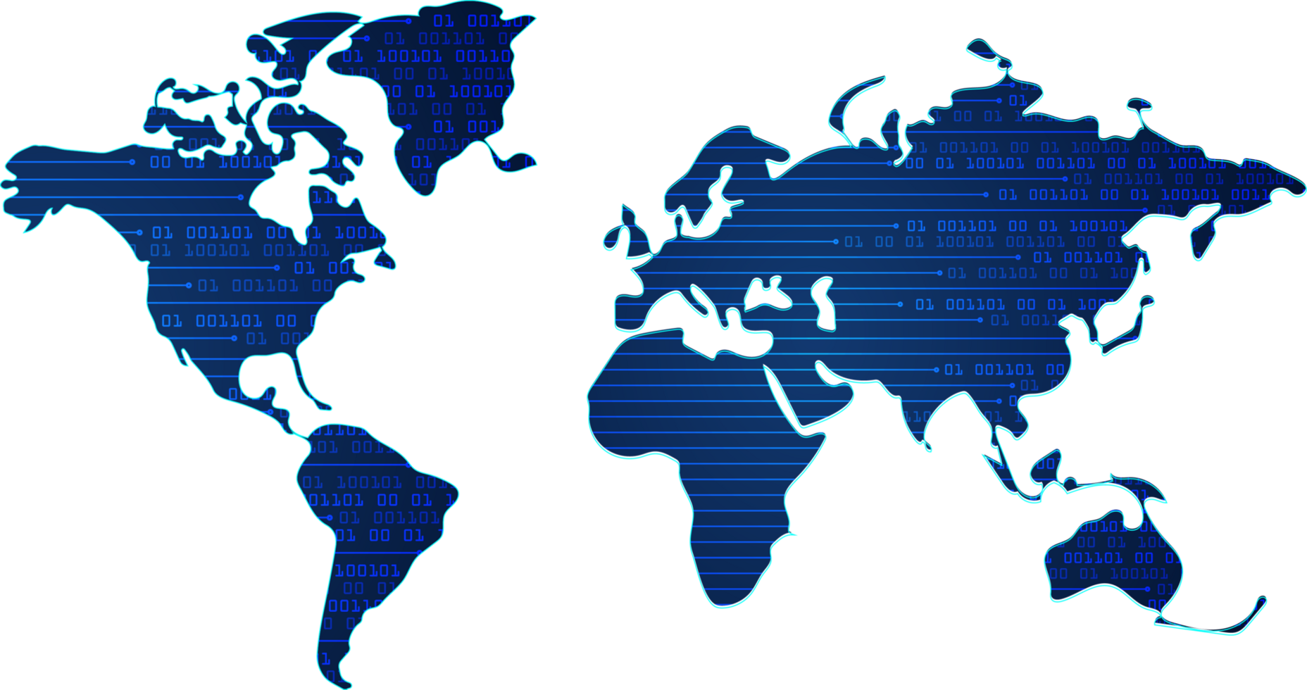 Blue technology world map cutout png