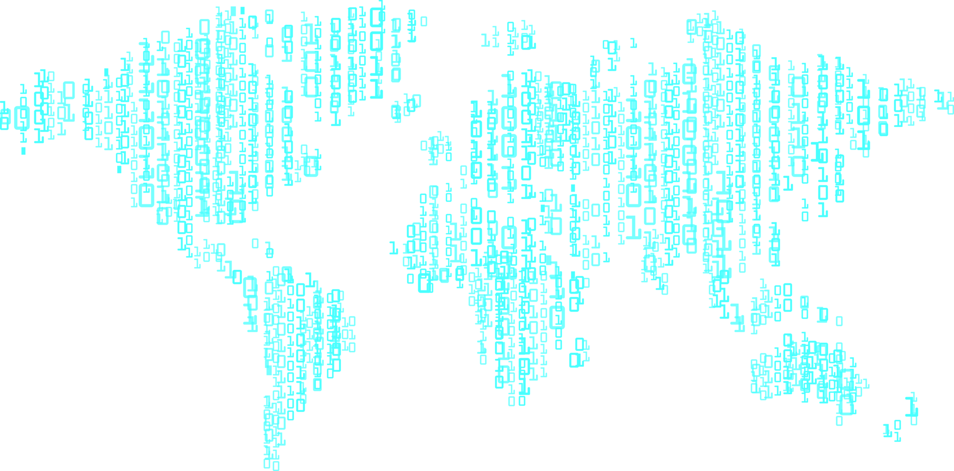 Blue technology world map cutout png