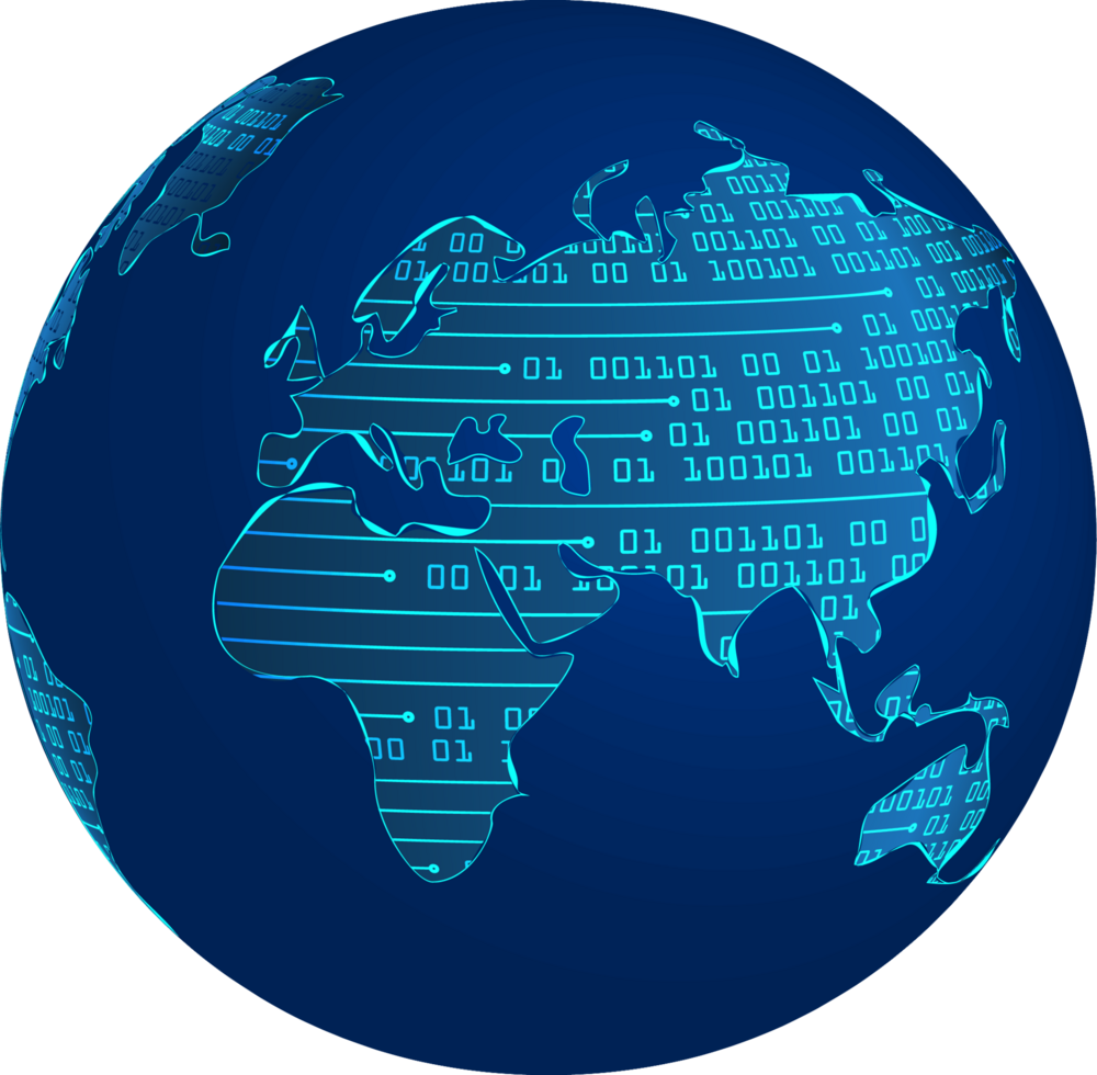 Blue Technology World Map Globe Cut Out png